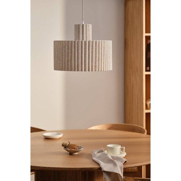 Béžové lněné závěsné svítidlo ø 40 cm Alina – Jotex-image-2