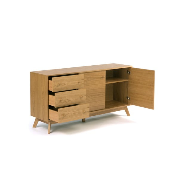 Nízká komoda v dekoru dubu v přírodní barvě 149x75 cm Kensal – Woodman-image-3