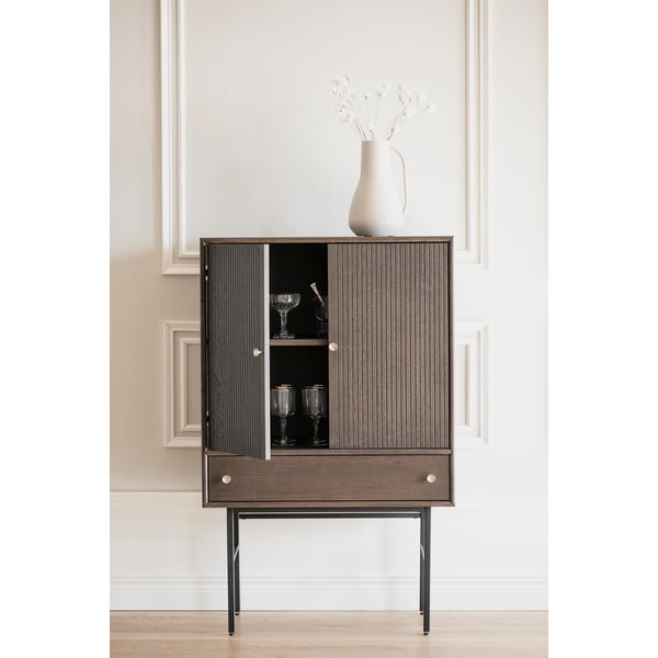 Hnědá komoda s dubovou dýhou Rowico Clearbrook, šířka 79 cm-image-4