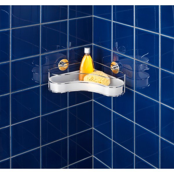 Samodržící rohová polička s miskou Wenko Vacuum-Loc Milazzo, nosnost až 33 kg-image-1