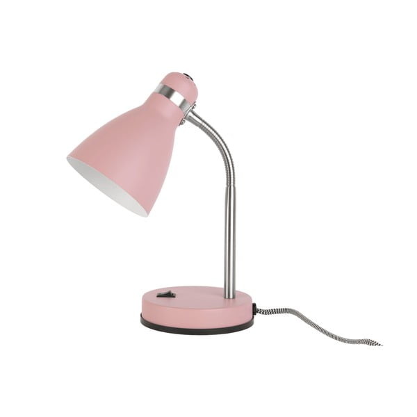 Růžová stolní lampa Leitmotiv Study, výška 30 cm