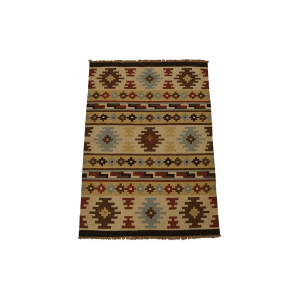 Ručně tkaný koberec Brown Beige Symbols, 140x200 cm