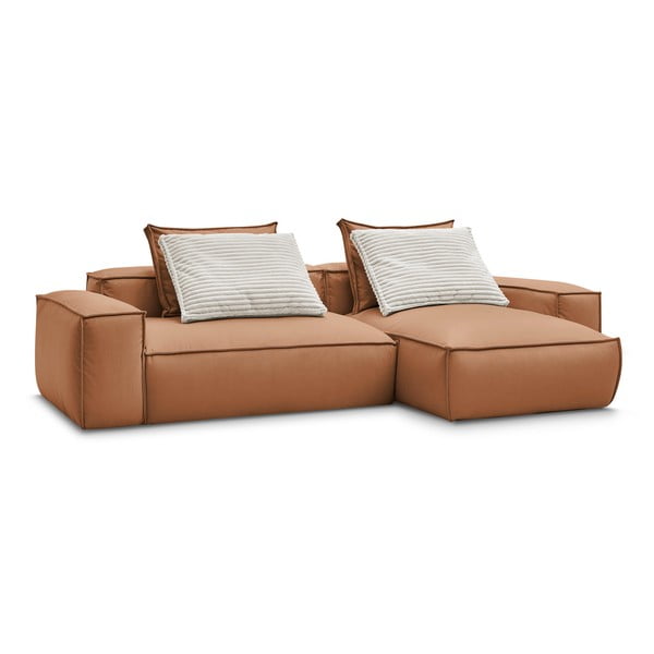 Hnědá rohová pohovka z imitace kůže (variabilní roh) Boheme – Bobochic Paris-image-3