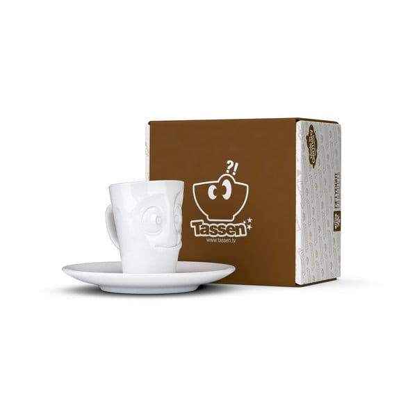 Bílý mlsný porcelánový šálek na espresso s podšálkem 58products, objem 80 ml-image-3