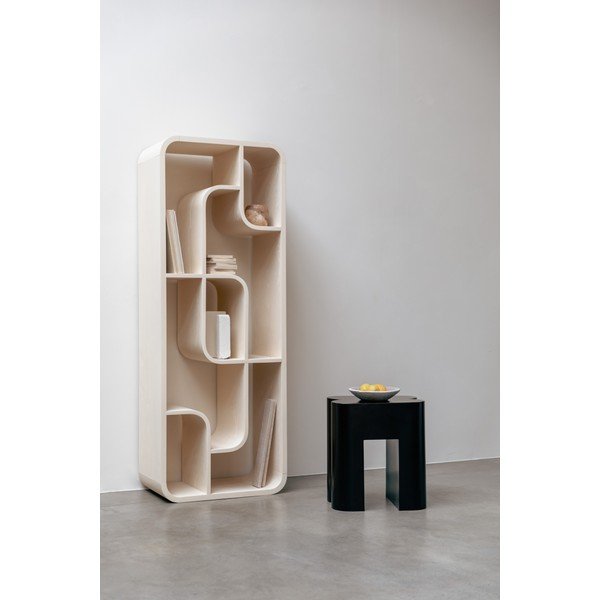 Krémová knihovna z dubového dřeva 60x160x35 cm Seven – Zuiver-image-1