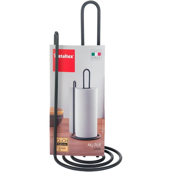 Černý držák na kuchyňské utěrky Metaltex My Roll Lava-image-4