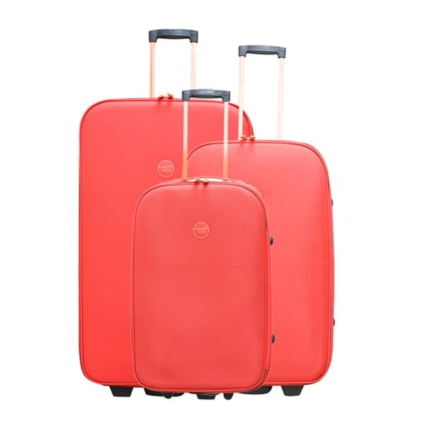 Sada 3 lososově růžových cestovních kufrů na kolečkách Travel World Let´s Go