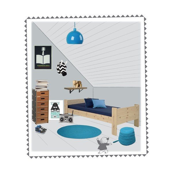 Dětský modrý vlněný ručně vyrobený pufík Nattiot Halo-image-1