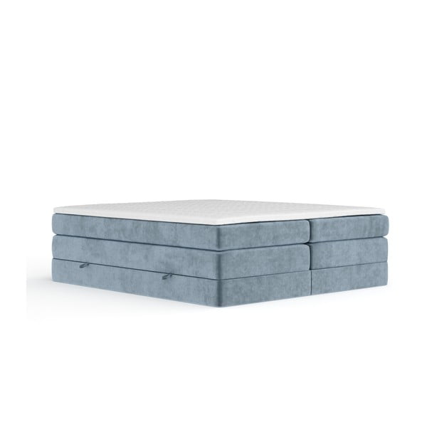 Modrá boxspring postel s úložným prostorem/bez čela 180x200 cm Juniper – Maison de Rêve