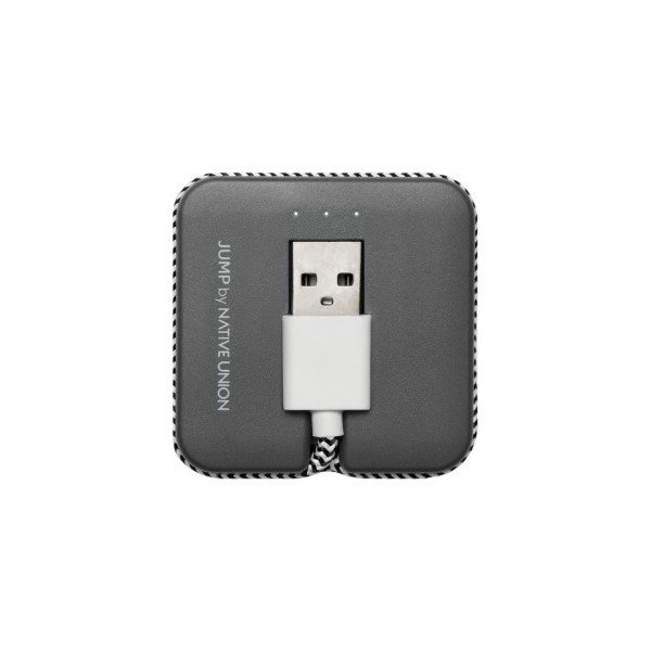 Šedá powerbanka s nabíjecím Micro USB kabelem Native Union Jump Cable, délka 45 cm-image-1
