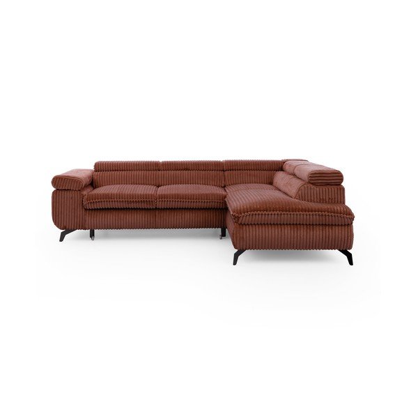 Manšestrová rohová pohovka v terakotové barvě (pravý roh/do L) Marbeya  – Ropez