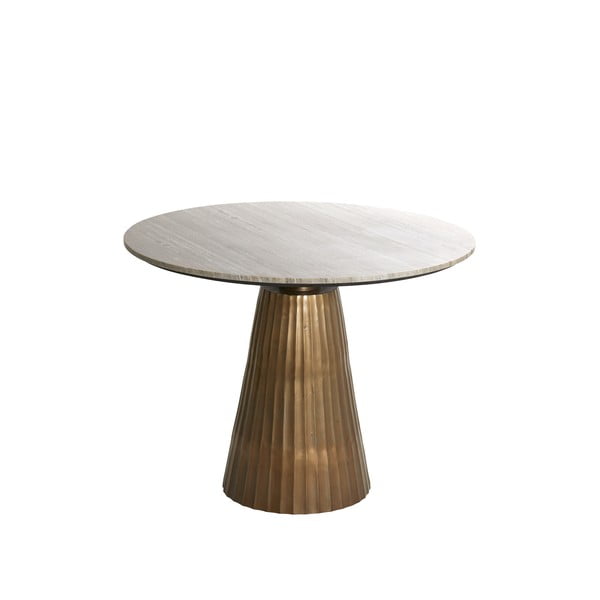 Kulatý jídelní stůl v bronzové a přírodní barvě s deskou v dekoru mramoru ø 100 cm Rianne – Light & Living-image-2