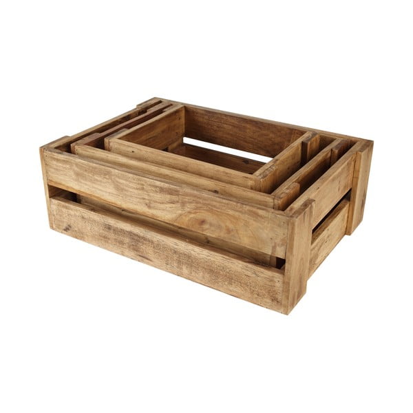 Sada 3 úložných boxů z akáciového dřeva T&G Woodware Rustic