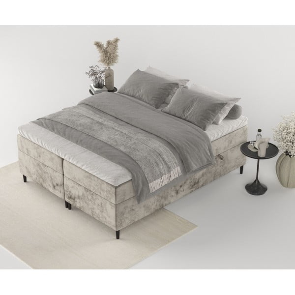 Světle hnědá boxspring postel s úložným prostorem 180x200 cm Araya – Maison de Rêve-image-1