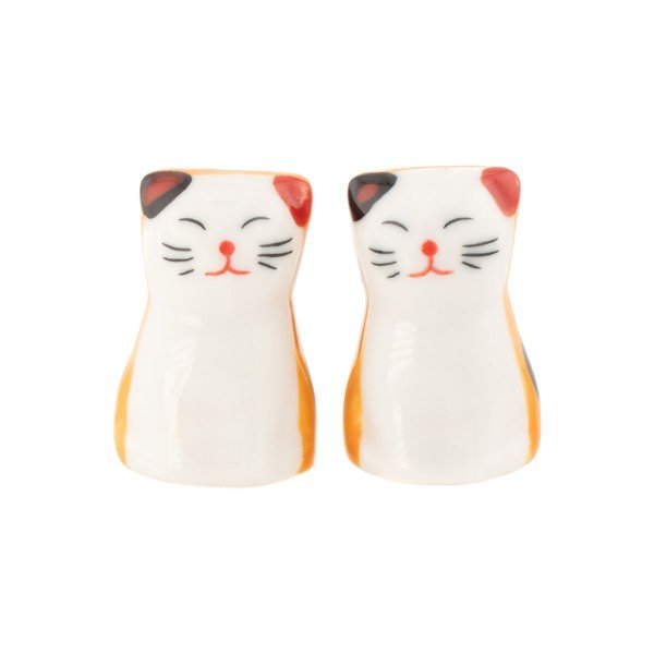 Bílá/oranžová podložka na hůlky 2 ks z porcelánu pro 5 osob Cat – Sass & Belle-image-2