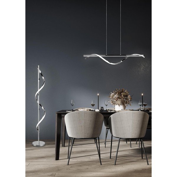 LED stmívatelná stojací lampa v leskle stříbrné barvě (výška 120 cm) Isabel – Reality-image-1