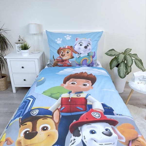 Modré bavlněné dětské povlečení na jednolůžko 140x200 cm Paw Patrol – Jerry Fabrics-image-3