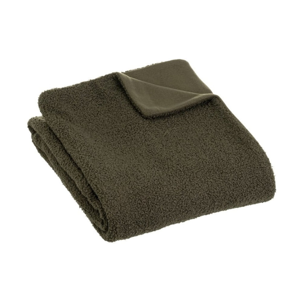 Zelená deka s beránkem 130x160 cm Sherpa Bouclé – Casa Selección