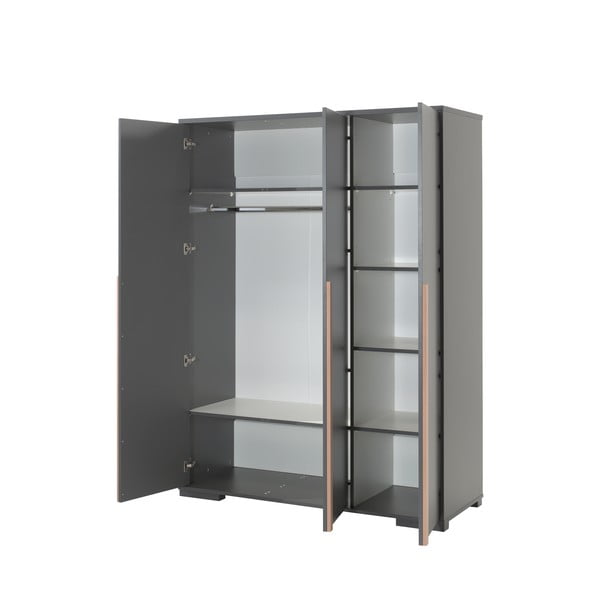 Tmavě šedá dětská šatní skříň 146x195 cm London – Vipack-image-2