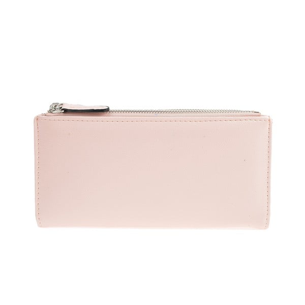 Světle růžová koženková peněženka Carla Ferreri, 10.5 x 19 cm