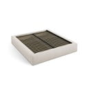 Krémová čalouněná dvoulůžková postel s úložným prostorem s roštem 140x200 cm Simon – Micadoni 