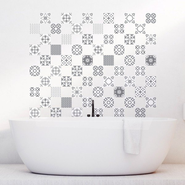 Sada 60 nástěnných samolepek Ambiance Wall Decal Tiles Artistic Shade of Grey, 20 x 20 cm-image-3
