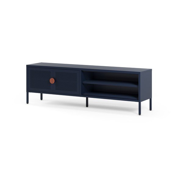 Tmavě modrý kovový TV stolek 160x50x35 cm Sayla – Marckeric-image-3