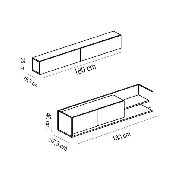 Bílá/přírodní TV sestava v dekoru exotického dřeva 180x40 cm Kale – Kalune Design-image-3