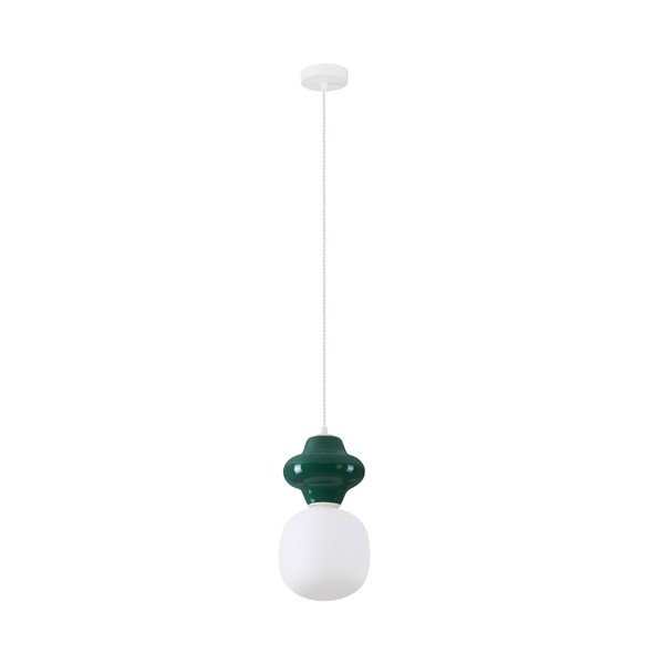Bílé/v petrolejové barvě keramické závěsné svítidlo se skleněným stínidlem ø 18 cm Clio – Nova Luce