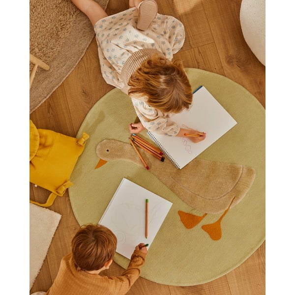 Světle žlutý bavlněný dětský koberec ø100 cm Milu – Kave Home-image-1