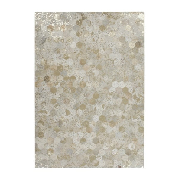 Krémovo-zlatý kožený koberec Daz, 80x150cm