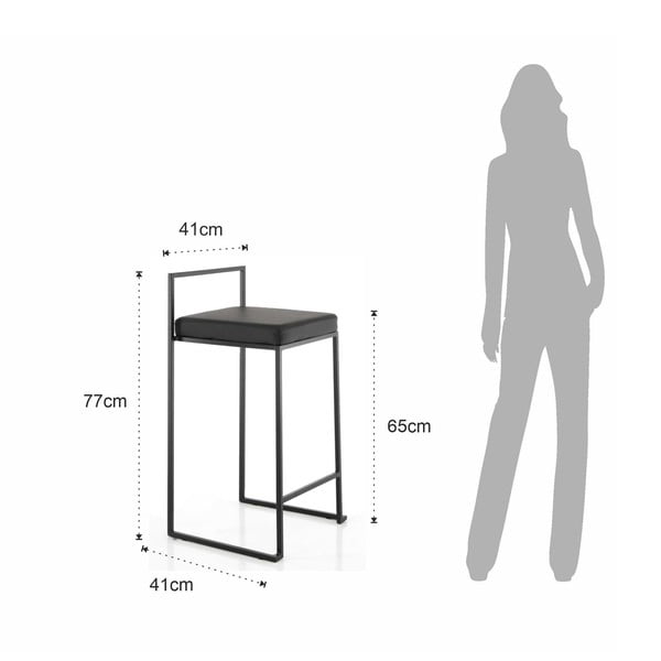 Černé barové židle v sadě 2 ks z imitace kůže (výška sedáku 65 cm) Dodo – Tomasucci-image-4