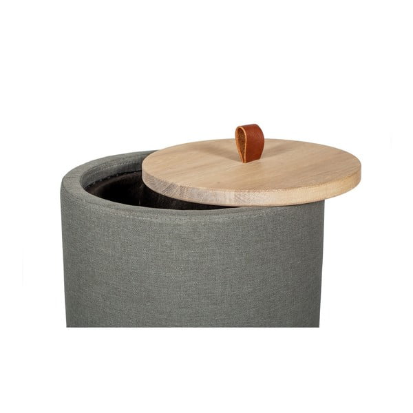 Odkládací stolek v zelenošedé barvě se snímatelnou deskou z dubového dřeva Askala Ibisco, ⌀ 36 cm-image-2