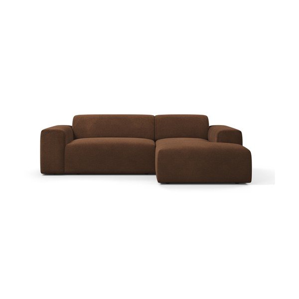 Hnědá manšestrová rohová pohovka Marie Claire Home Karen, 250 cm, pravý roh