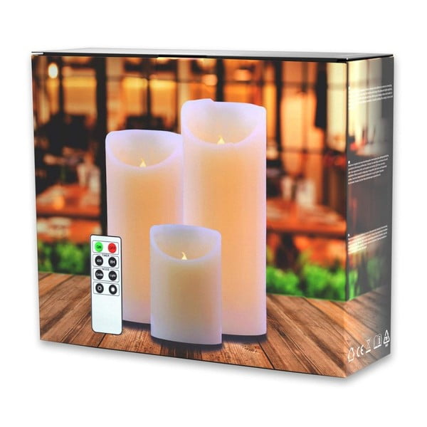 Sada 3 LED svíček s dálkovým ovládáním DecoKing Wax, výška 10; 15 a 20 cm-image-2
