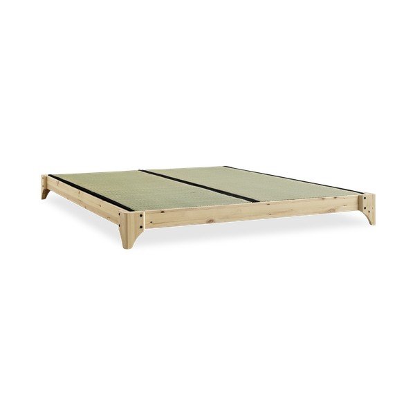 Dvoulůžková postel z borovicového dřeva s matrací a tatami Karup Design Elan Comfort Mat Natural Clear/Black, 140 x 200 cm-image-4