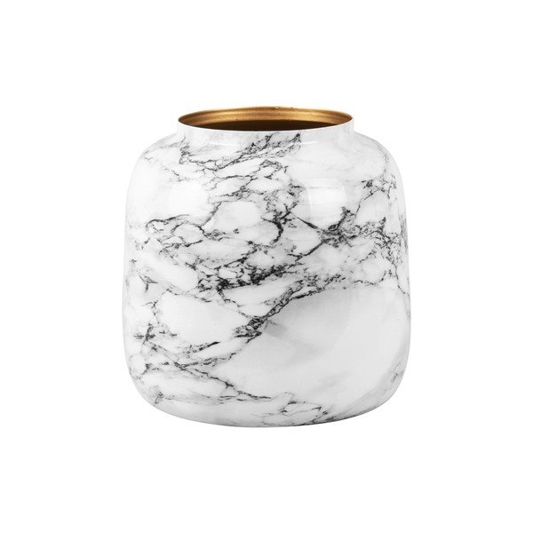 Bílo-černá železná váza PT LIVING Marble, výška 12,5 cm