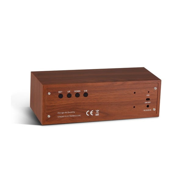 Zelený LED budík Square Click Clock, walnut-image-2