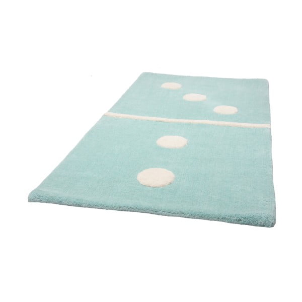 Dětský ručně vyrobený modrý vlněný koberec Nattiot Domino, 60 x 120 cm-image-1