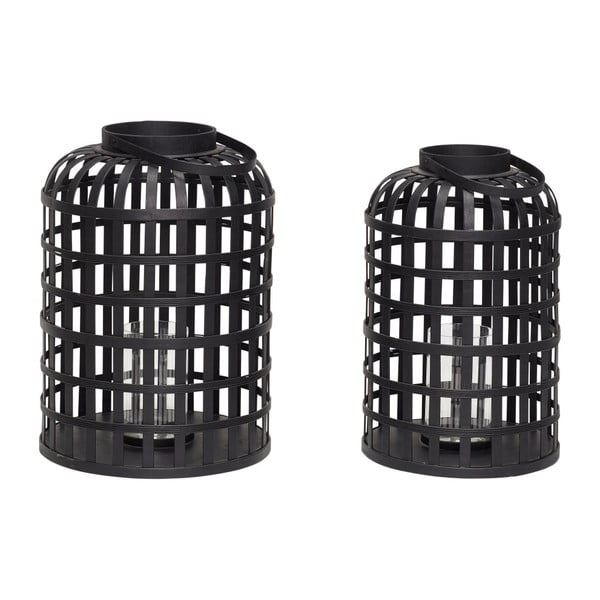 Sada 2 černých bambusových luceren Hübsch Bamboo Garo-image-1