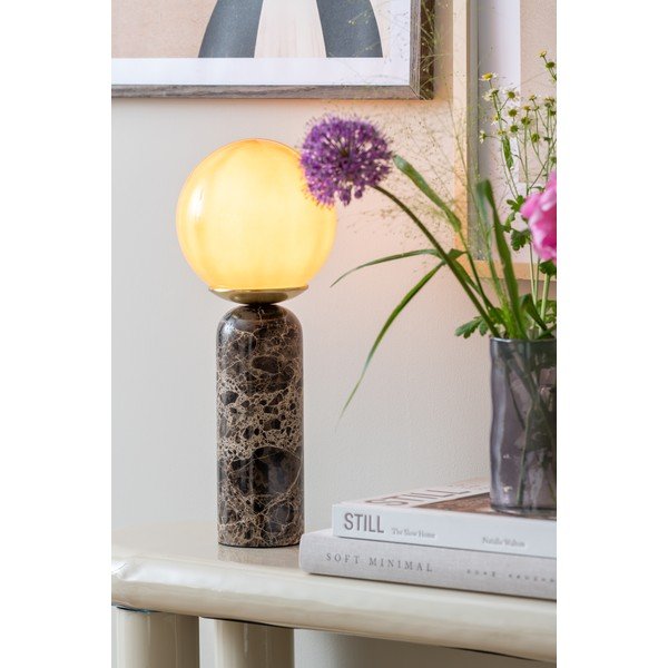 Tmavě hnědá mramorová stolní lampa (výška 38 cm) Lazio Sphere – Leitmotiv-image-1
