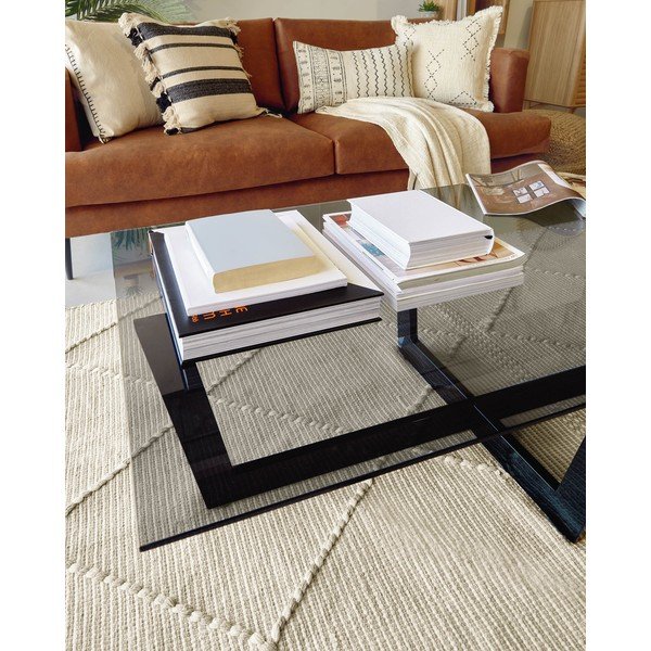 Černý konferenční stolek se skleněnou deskou 70x120 cm Plam – Kave Home-image-3