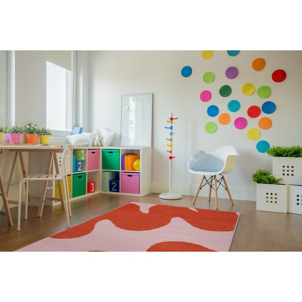 Červený/růžový dětský koberec 80x150 cm Hugsy Coral – FD-image-1