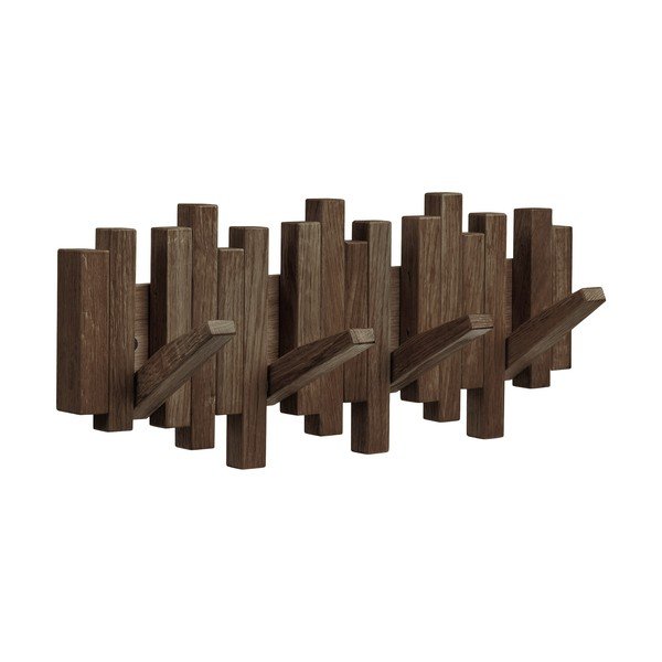 Tmavě hnědý nástěnný věšák z dubového dřeva 40 cm Caltra – House Nordic