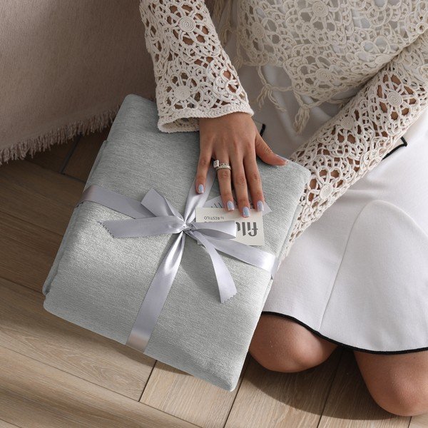 Světle šedý přehoz z žinylky 220x240 cm Talo – Filumi-image-4