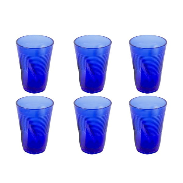 Sada 6 modrých sklenic Kaleidos, 340 ml