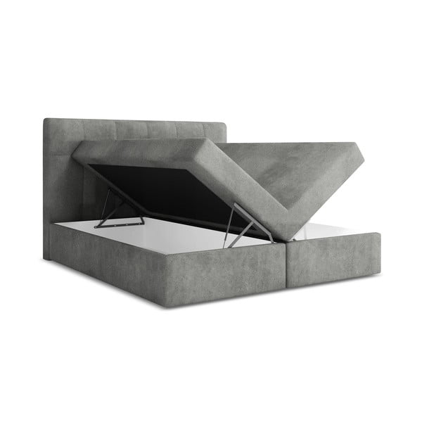 Šedá boxspring postel s úložným prostorem 160x200 cm Palta – Makamii-image-1