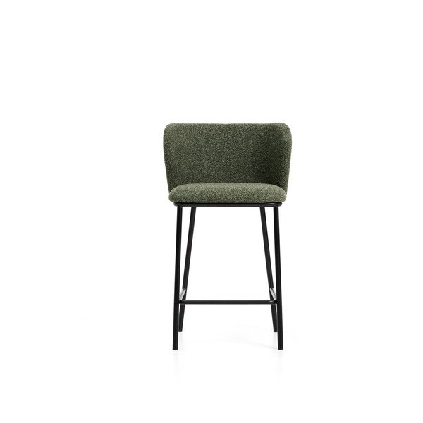 Tmavě zelená čalouněná barová židle (výška sedáku 65 cm) Ciselia – Kave Home-image-3