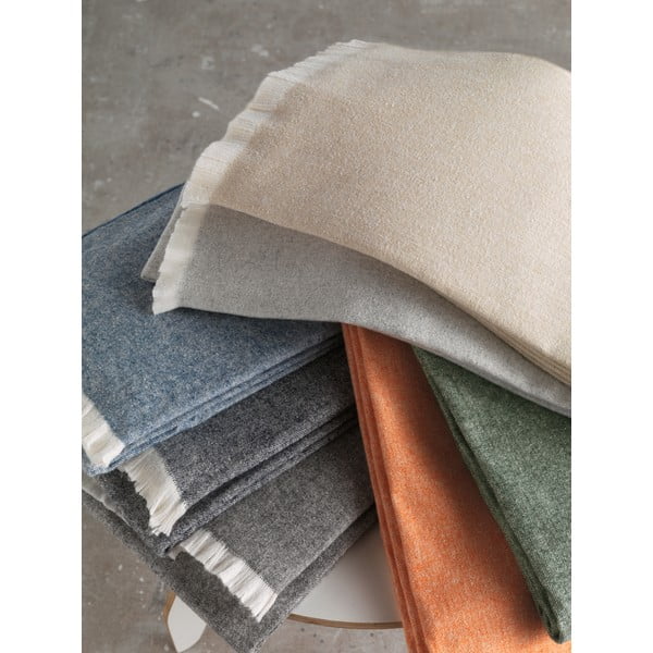 Modrý pléd s podílem bavlny Euromant Linen, 140 x 180 cm-image-1