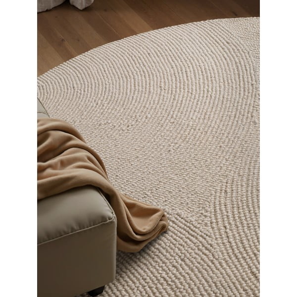 Ručně tkaný vlněný kulatý koberec ve světle přírodní barvě ø 150 cm Eleni Natural White – Hanse Home-image-3